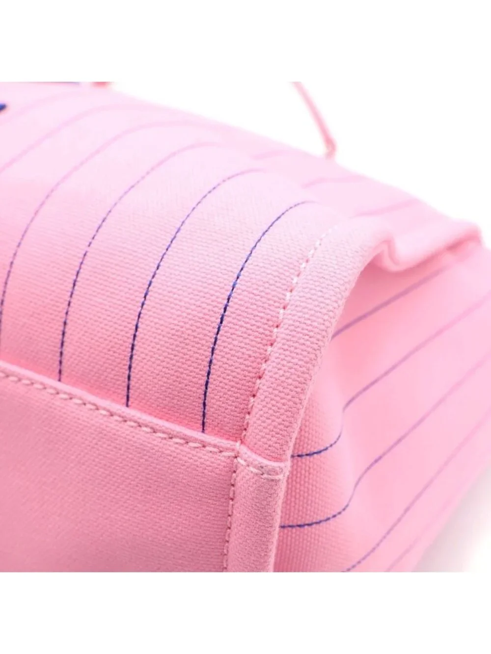 Chanel Deauville GM Canvas Leather Silver 2-Way Chain Tote Plate Pink